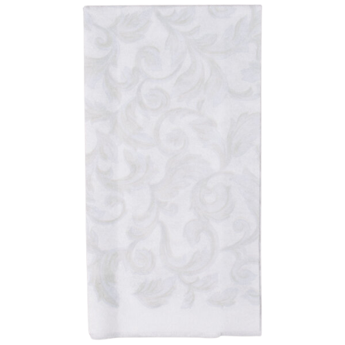 Silver Floral Linen Like Disposable Napkins - 50CT