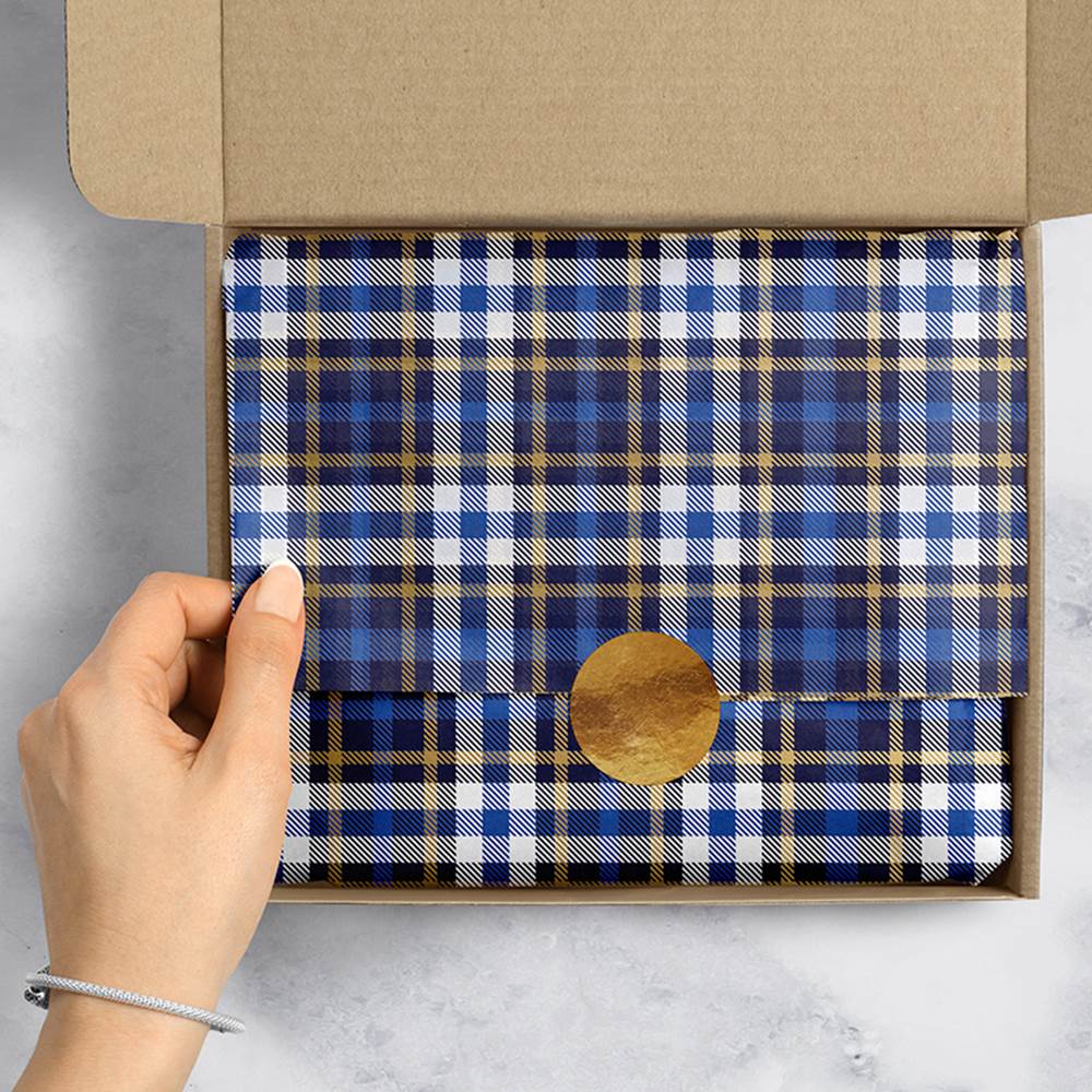 Blue Plaid Design Tissue Paper - Made in ITALY
