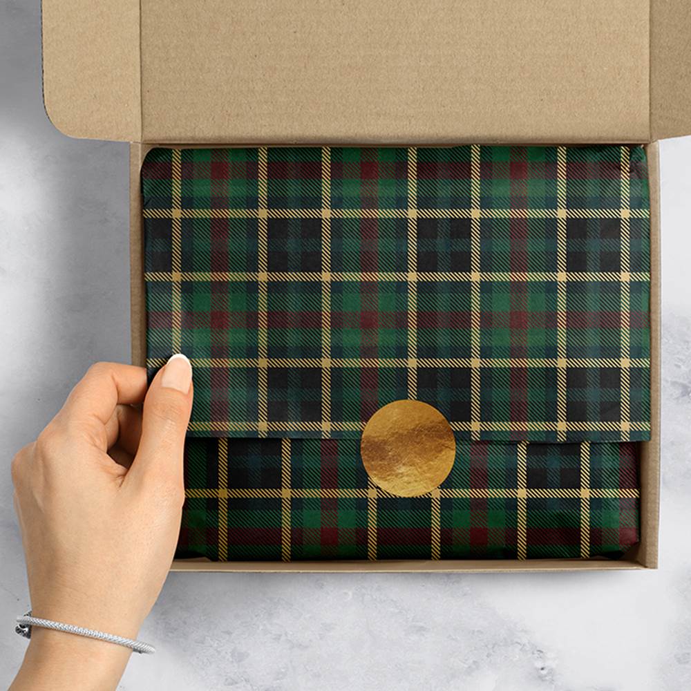 Green Plaid Design Tissue Paper - Made in ITALY