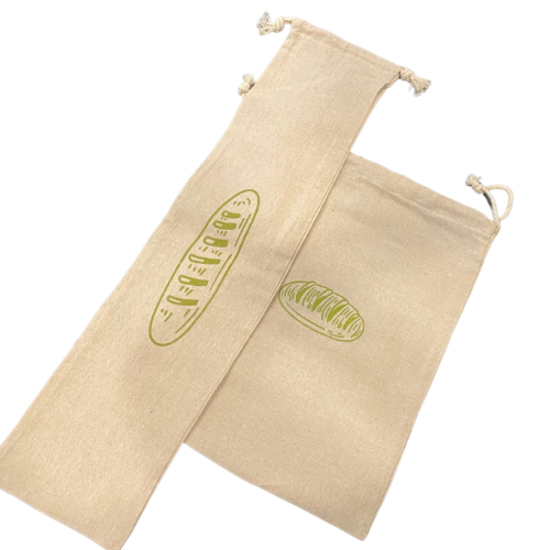 Unbleached Reusable Bread Cotton Linen Bags - Set of 2