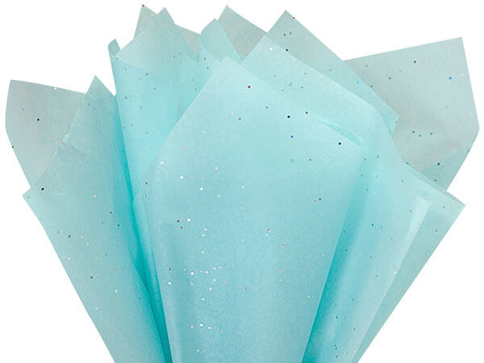 Aqua Glitter Color Tissue Paper - 20" X 30" - Premium Paper products | paper bags, papers file folder, Backing supplies | Premium Supplies TX
