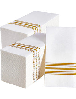 Gold Line Linen Feel Paper Napkins