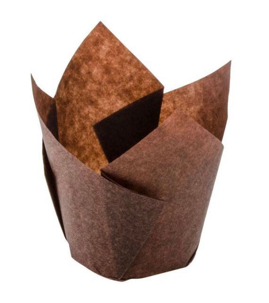 Chocolate Tulip Baking Cups 4" - Premium Paper products | paper bags, papers file folder, Backing supplies | Premium Supplies TX