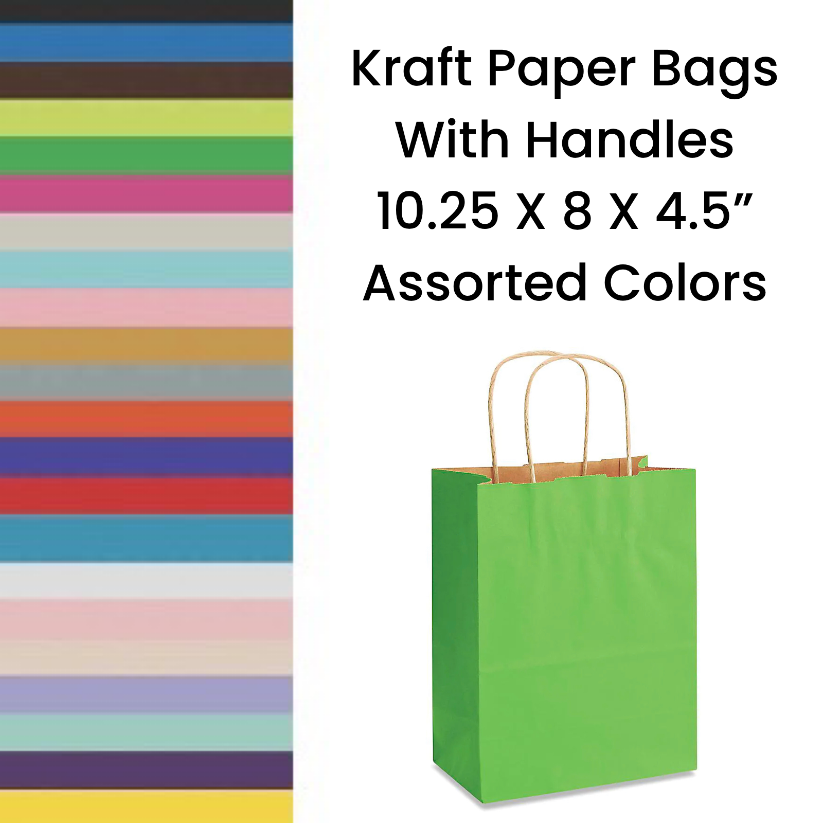 Kraft Color Paper Bags With Handles 10x8x4