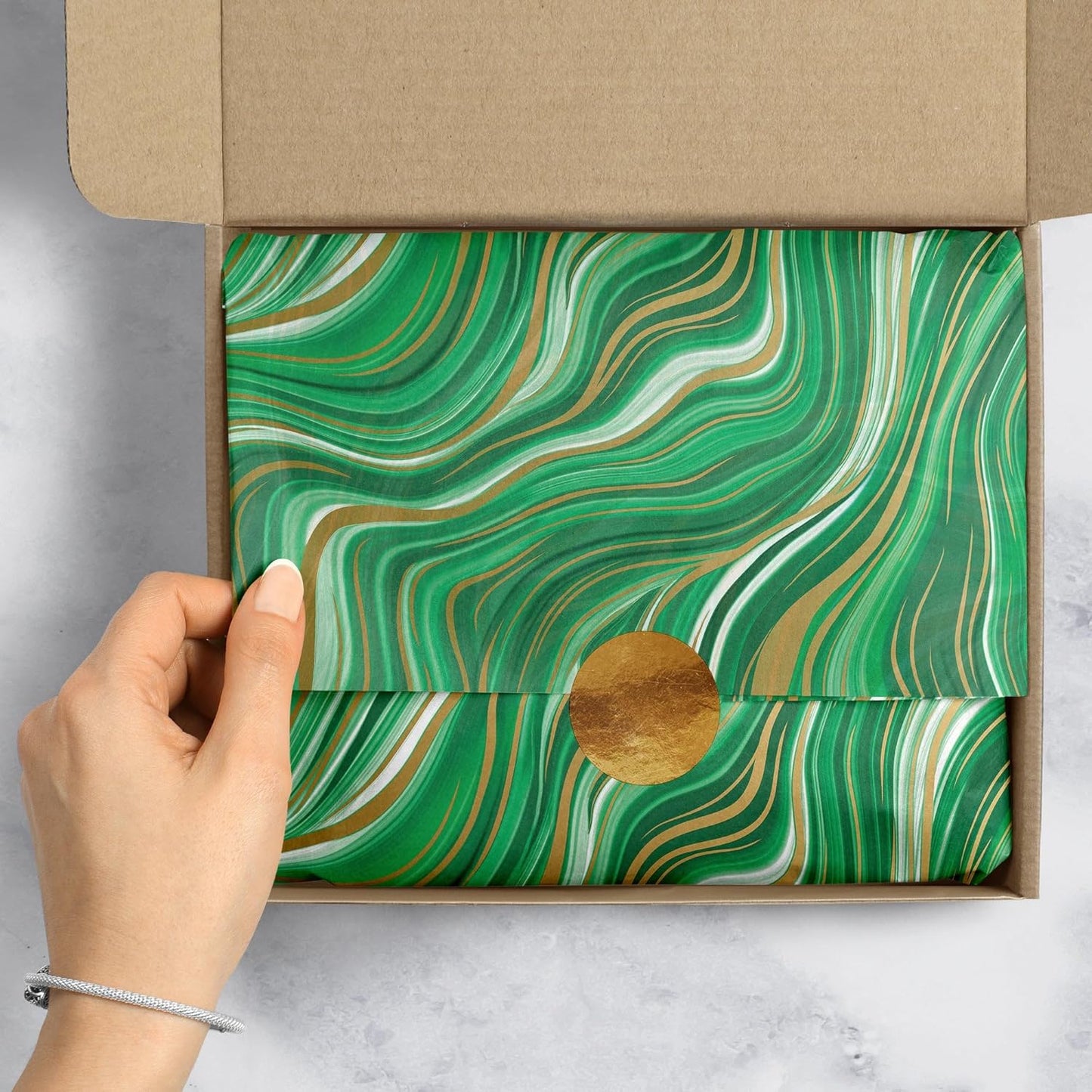 Green Marble Print Tissue Paper - 20" X 30"