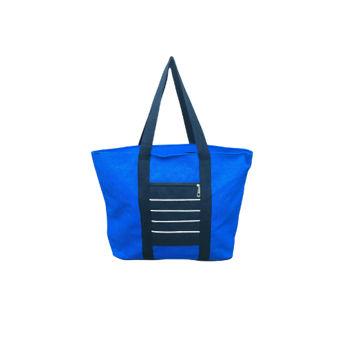 Beach Tote Bag With Zipper Closure & Front Pockets - Blue - Premium Paper products | paper bags, papers file folder, Backing supplies | Premium Supplies TX