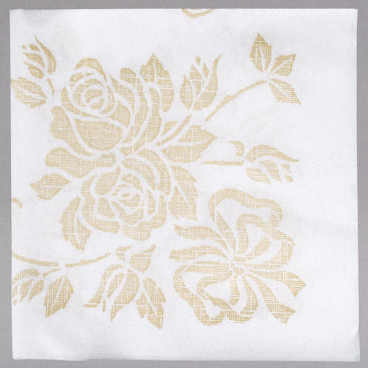 Square Gold Floral Linen Feel Disposable Napkin -17"X17" - Premium Paper products | paper bags, papers file folder, Backing supplies | Premium Supplies TX