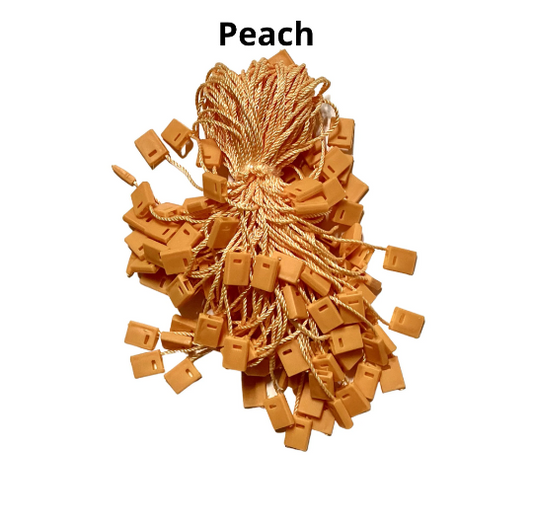 String Snap Lock Pin Loop Fastener Hook Ties, String Snap Lock, String Nylon, Pin Loop Fastener, Hook Ties, hang tags, garment tags, garment hang tags string, garment hang tags, Colorful Hang Tag, peach string hang tags, peach hang tags, light orange hang tags, light orange string hang tags, 