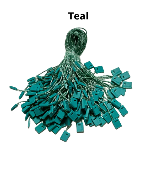 String Snap Lock Pin Loop Fastener Hook Ties, String Snap Lock, String Nylon, Pin Loop Fastener, Hook Ties, hang tags, garment tags, garment hang tags string, garment hang tags, Colorful Hang Tag, teal string hang tags, teal hang tags, teal green hang tags, teal green string hang tags