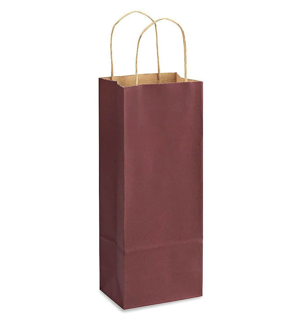 Wine Kraft Color Paper Bags With Handles - 13x5x3" - 50Ct - Premium Paper products | paper bags, papers file folder, Backing supplies | Premium Supplies TX