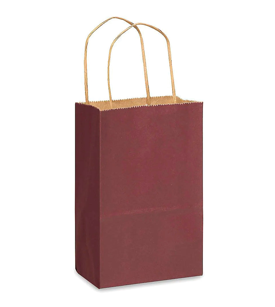 Kraft Color Paper Bags With Handles - 8x5x3" - 50Ct - Premium Paper products | paper bags, papers file folder, Backing supplies | Premium Supplies TX