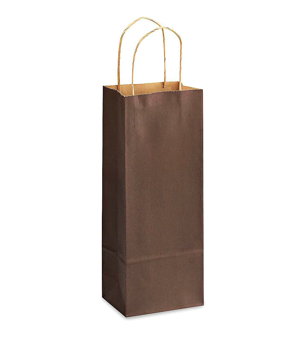 Wine Kraft Color Paper Bags With Handles - 13x5x3" - 50Ct - Premium Paper products | paper bags, papers file folder, Backing supplies | Premium Supplies TX