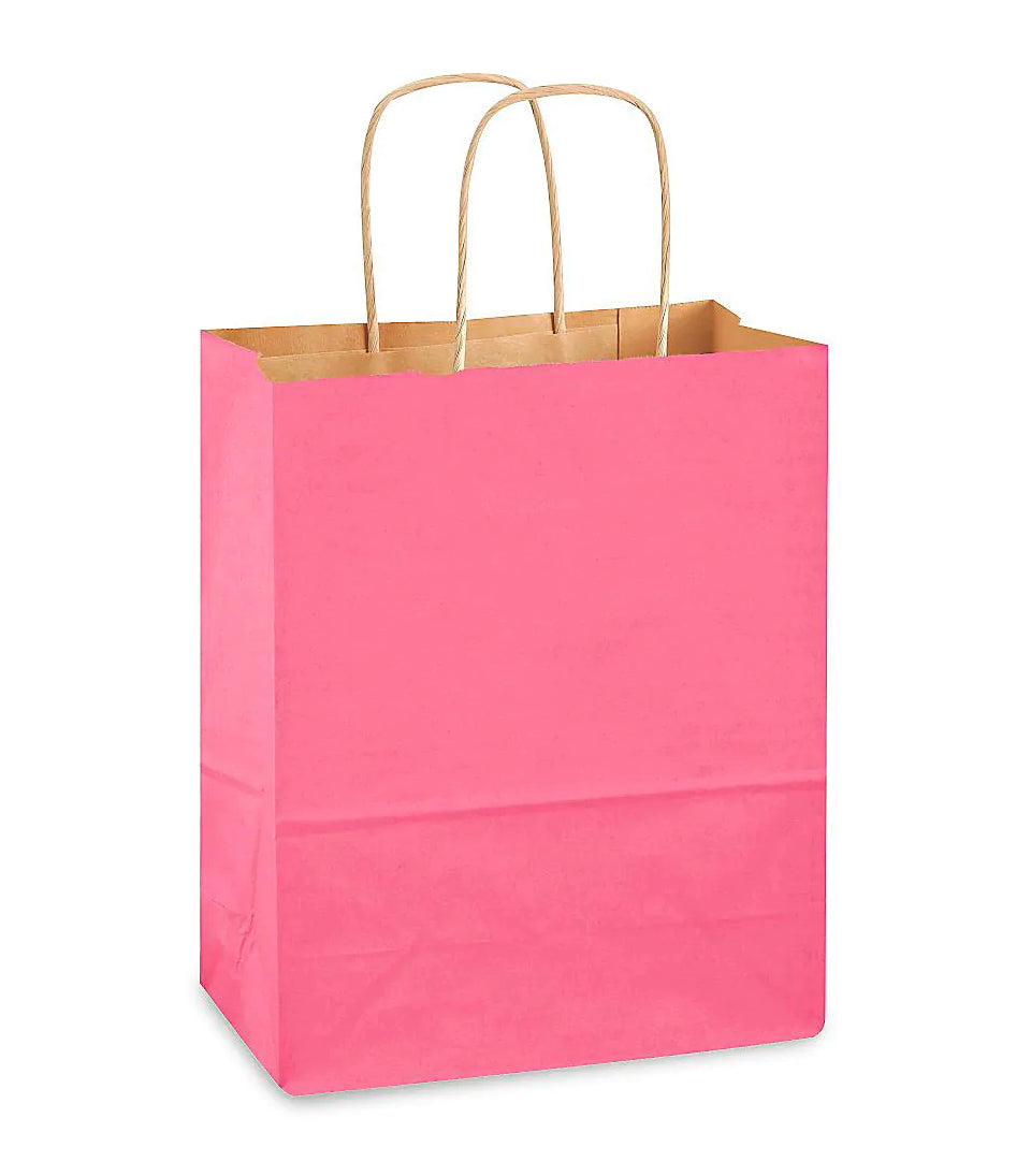 Kraft Color Paper Bags With Handles - 10x8x4" - 50Ct - Premium Paper products | paper bags, papers file folder, Backing supplies | Premium Supplies TX