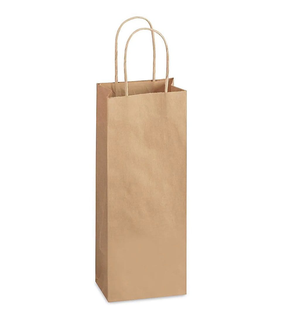 Wine Kraft Color Paper Bags With Handles - 13x5x3" - 50Ct - Premium Paper products | paper bags, papers file folder, Backing supplies | Premium Supplies TX