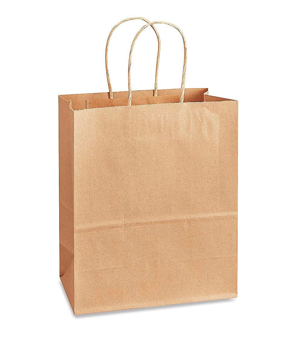 Kraft Color Paper Bags With Handles - 10x8x4" - 50Ct - Premium Paper products | paper bags, papers file folder, Backing supplies | Premium Supplies TX