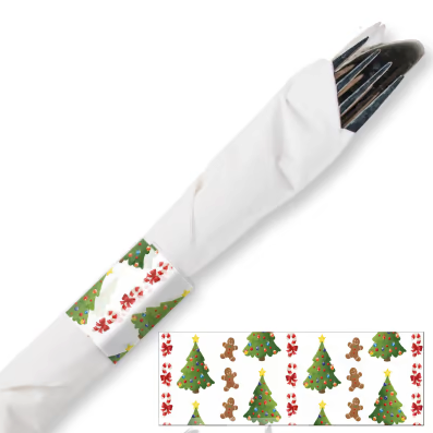 Christmas Self-Adhering Paper Napkin Bands