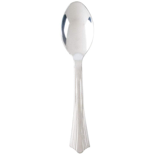 Silver Heavy Duty Disposable Plastic Spoons - Premium Paper products | paper bags, papers file folder, Backing supplies | Premium Supplies TX