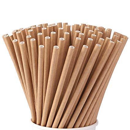 Kraft Paper Straws Compostable - 7.75" - Premium Paper products | paper bags, papers file folder, Backing supplies | Premium Supplies TX