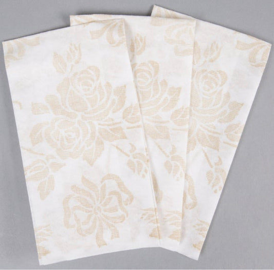 Floral Gold Linen Feel Disposable Napkin - Premium Paper products | paper bags, papers file folder, Backing supplies | Premium Supplies TX